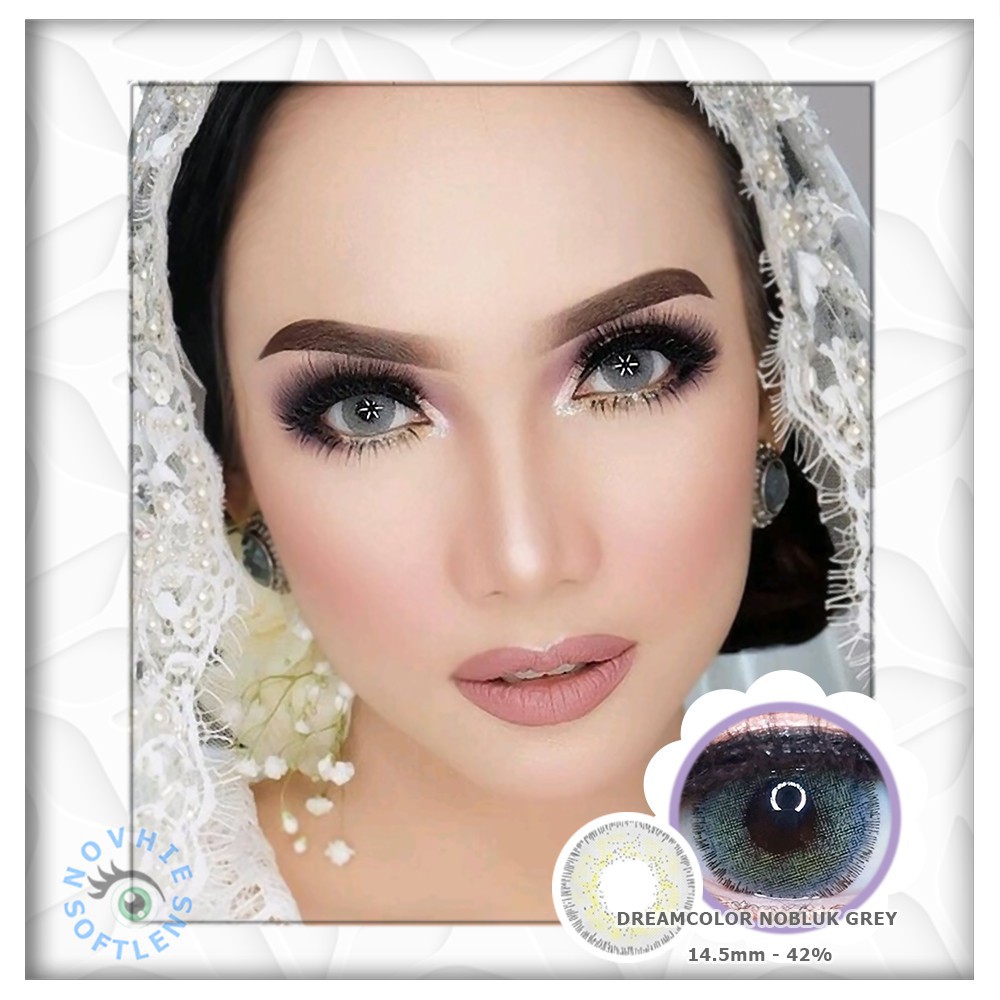 Sepasang Nobluk 14.5mm Gray Brown Blue Green Normal Minus Softlens Dreamcolor Kemasan Botol