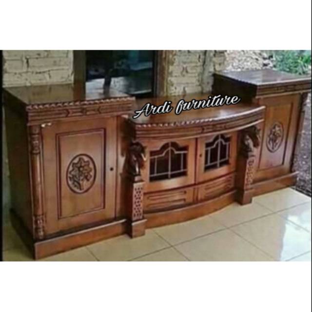 Meja tv bufet ukir kuda tak tv jati jepara