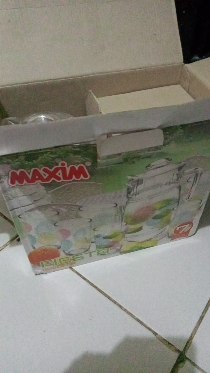 Maxim Drink Set Fiesta 7pcs Set Teko & Gelas Kaca (1pc Jug 1.6ml + 6pcs Tumbler 250ml)