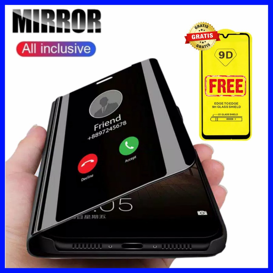 Case Oppo A53 2020 Clear View Standing Flip Cover Mirror - ungu