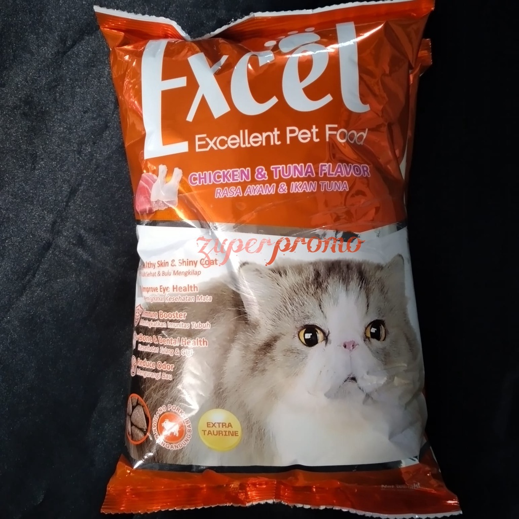 Excel cat food bentuk segitiga 1kg/ rasa chicken tuna