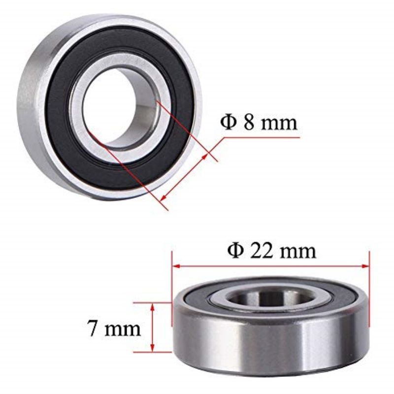 10pcs Bearing 608 RS Alur Dalam Yang Disegel Karet