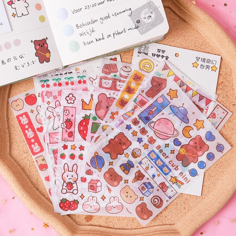 

sticker beruang stiker lucu stiker journaling bullet journal stiker set sticker bullet journal lucu