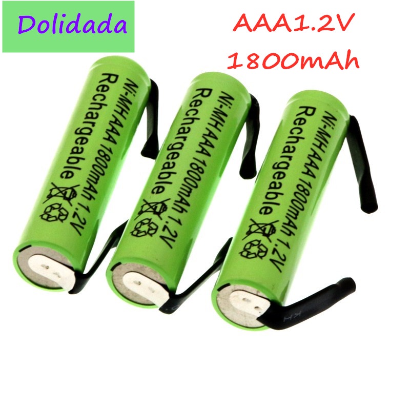 Ni-Mh 1.2V AAA Rechargeable Battery Cell, 1800mah, with Solder Tabs for Philips Braun Electric Shave