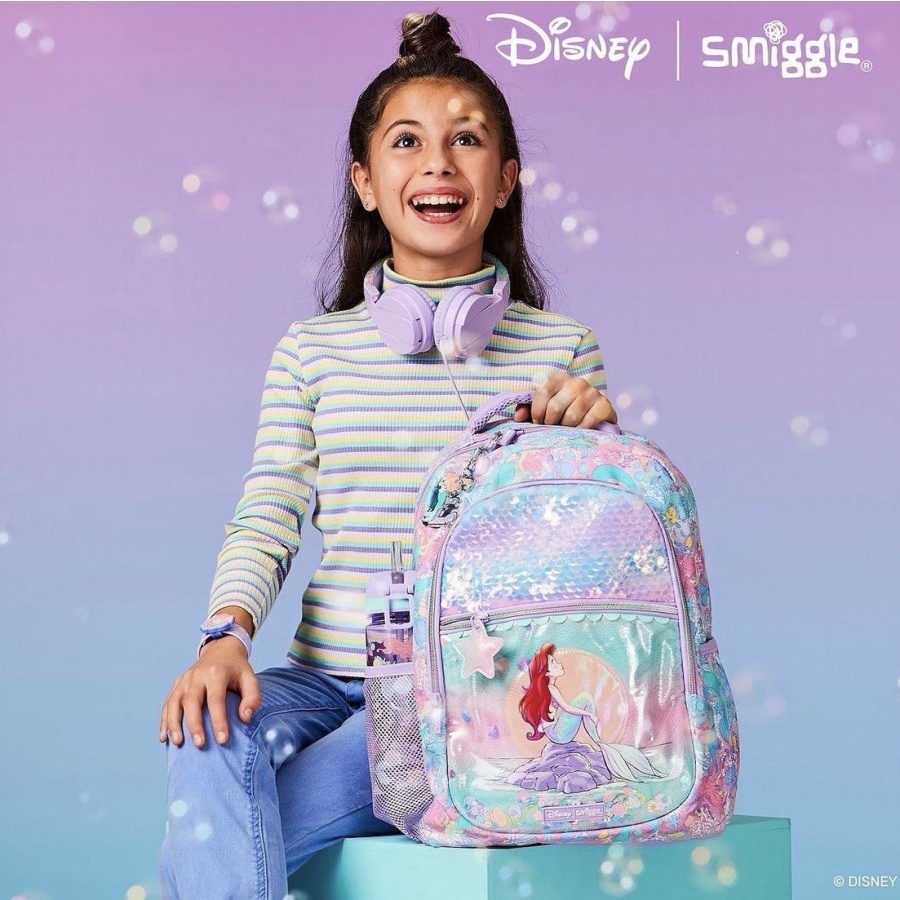 Smiggle Original Backpack Disney Ariel Mermaid &amp; Flounder