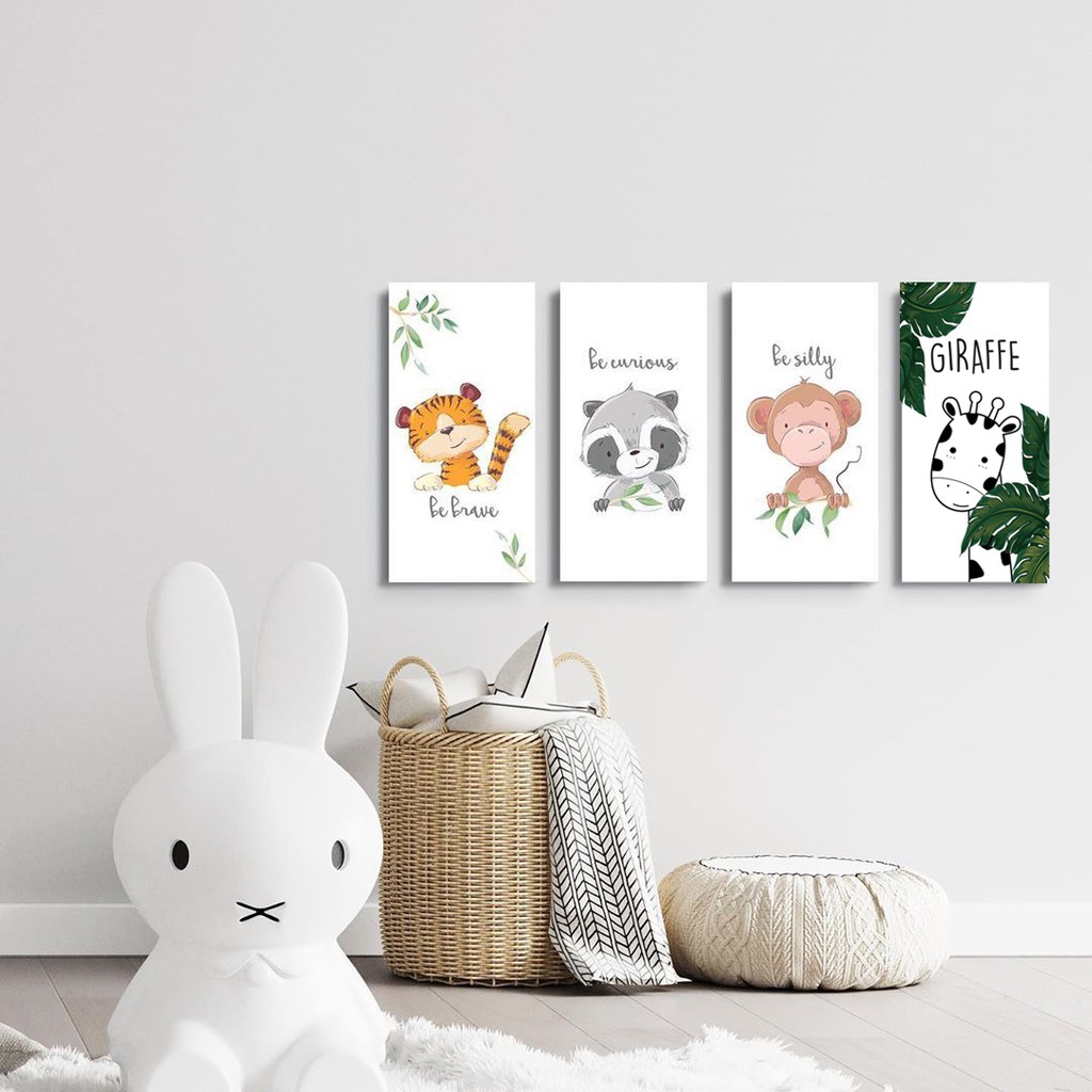 grosiramanah [TERMURAH] walldecor Kamar Tidur Dan Ruang Tamu Dari Kayu Dan Poster Hewan 15x30