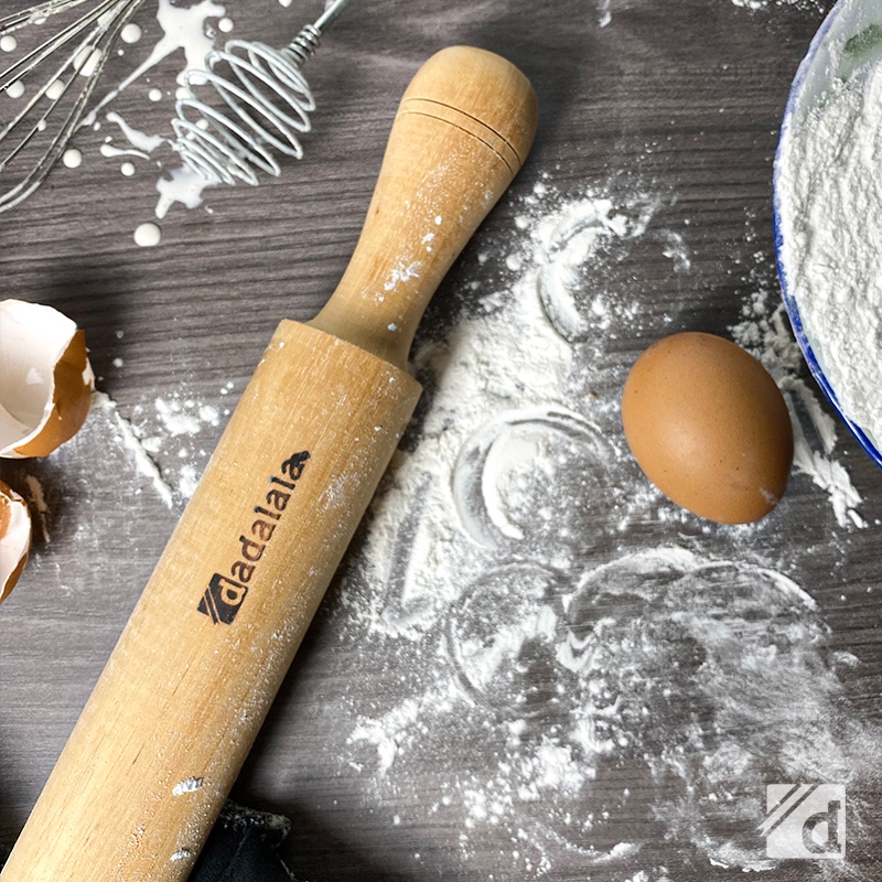 DADALALA Rolling Pin (Adonan Kue) Model Terusan Ukuran 14 Cm Bahan Kayu Mahoni