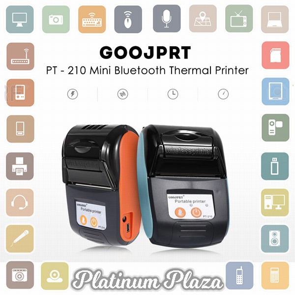 GOOJPRT POS Bluetooth Thermal Receipt Printer 58mm - JP-PT210 - Black/Orange`RAZO2A-