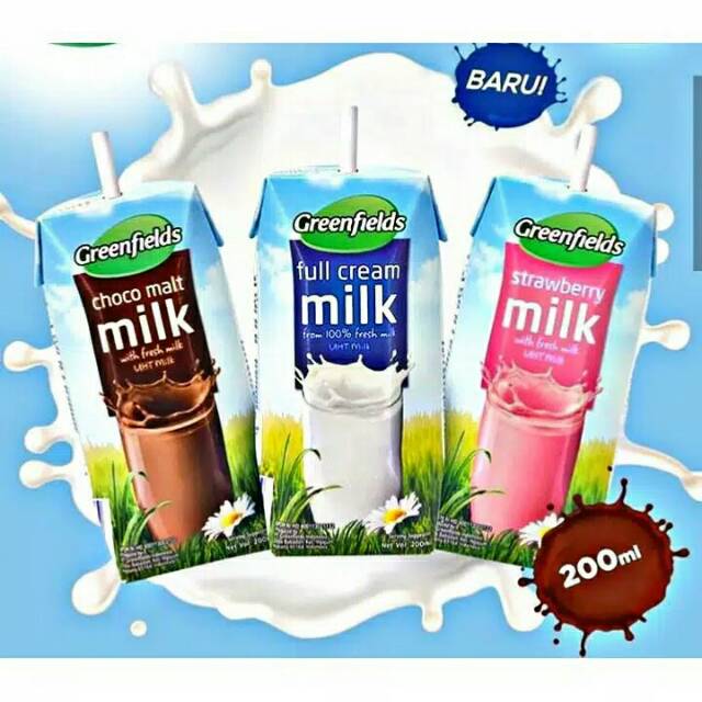 

Greenfields UHT 200 ml - Susu Full Cream Coklat Strawberry Milk Choco Malt Fresh