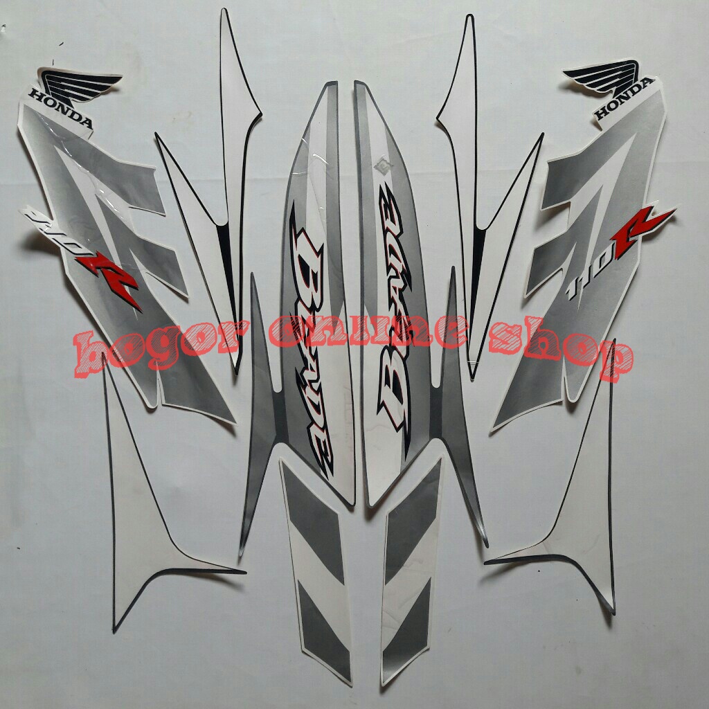 stiker body lis motor blade 110r 2009 putih-silver