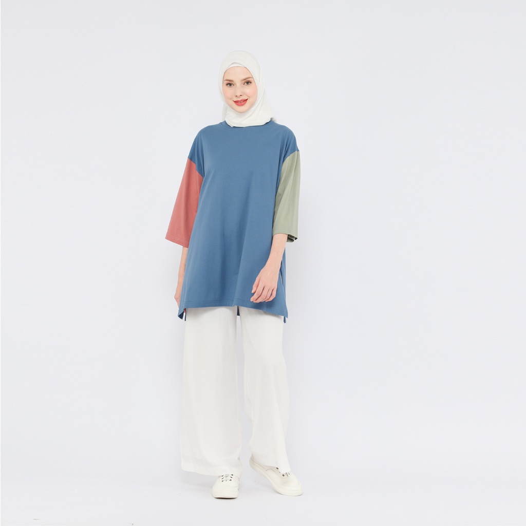 Kaos Oversize Wanita Busui Friendly lengan 7/8 LD 130 Basic Oversized CBSBlue