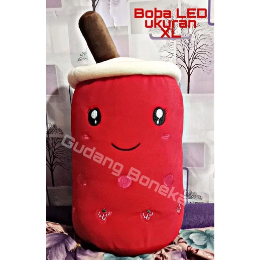 BONEKA BOBA LED JUMBO XL BERKUALITAS BAHAN HALUS LEMBUT WARNA MERAH /RANDOM PILIH SENDIRI