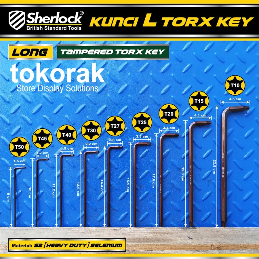 KUNCI L BINTANG HEXKEY LONG SET 9 PCS SHERLOCK - TORX KEY TAMPER