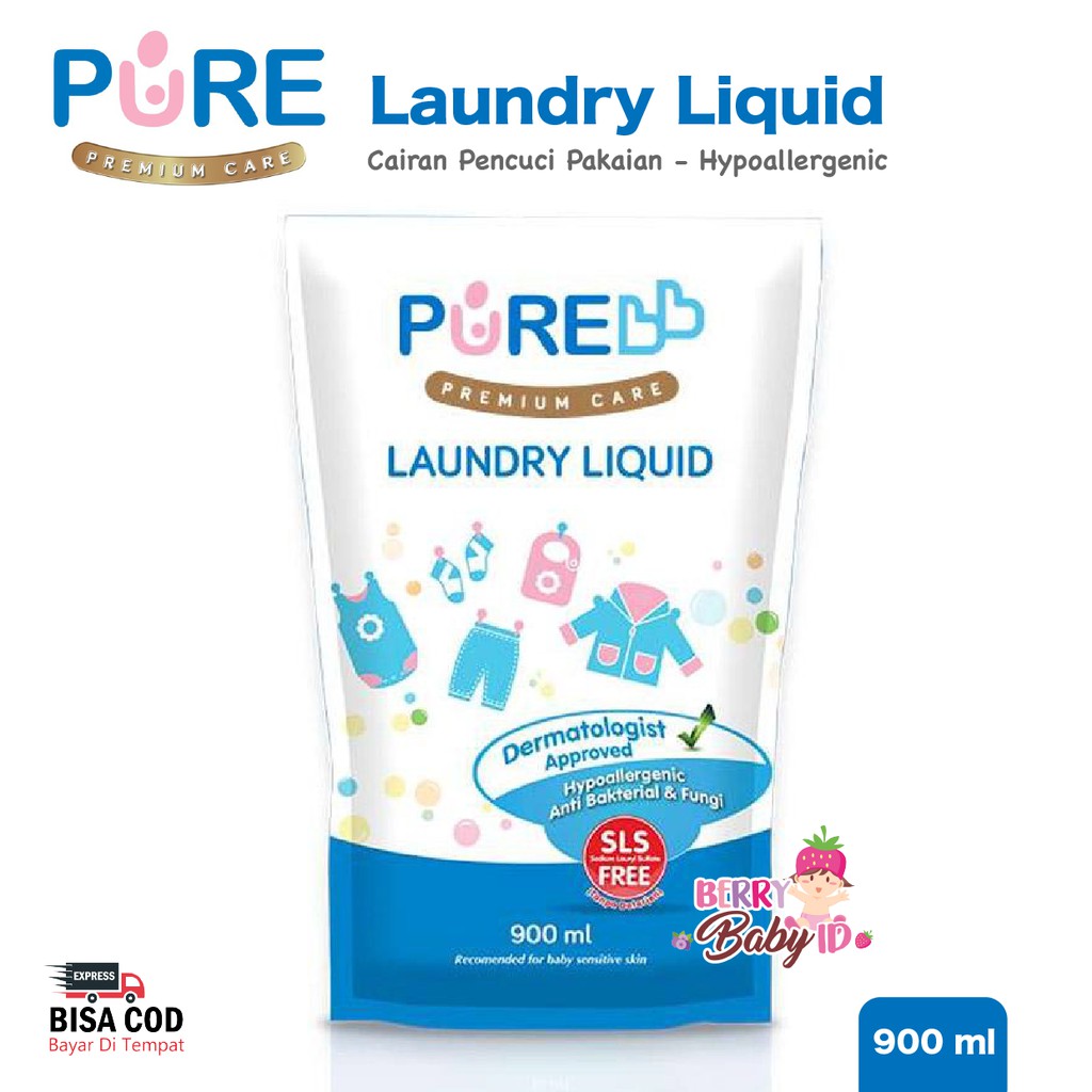 PureBB Laundry Liquid Cairan Sabun Pencuci Baju Bayi 900 ml Pure BB Berry Mart