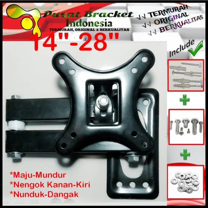 Bracket Tv 14 Monitor Lengan 14&quot; s/d 28&quot; 6 arah Fleksible PBI.SWK1-002