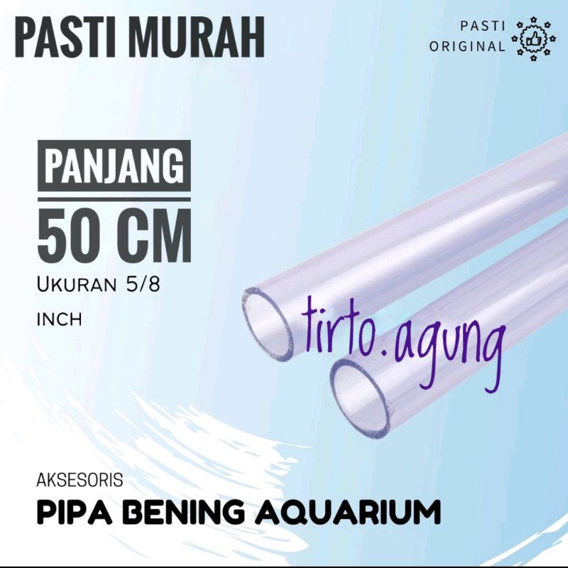 Pipa paralon hitam dan bening panjang 50cm filter aquarium aquascape ukuran 5/8