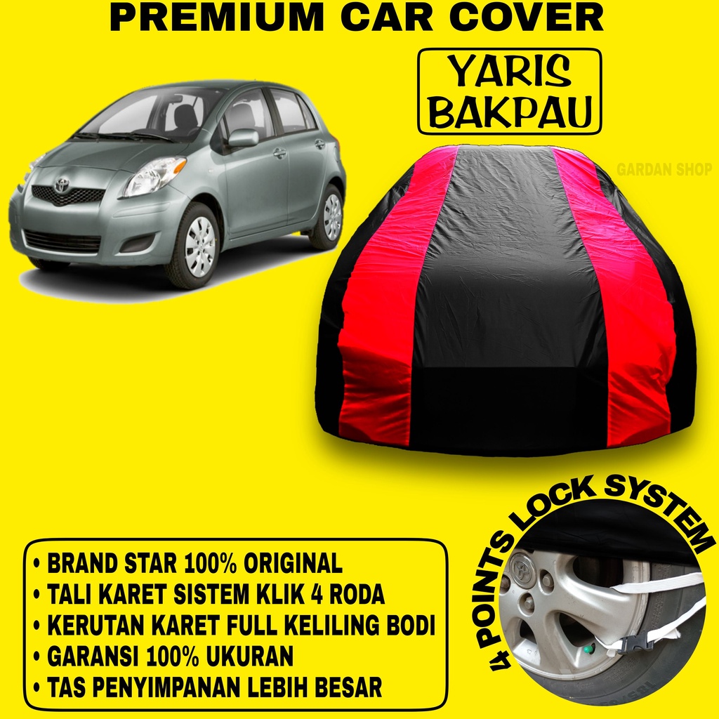 Body Cover YARIS BAKPAU Sarung Strip MERAH Cover Penutup Pelindung Bodi Mobil Yaris Bakpau Waterproof