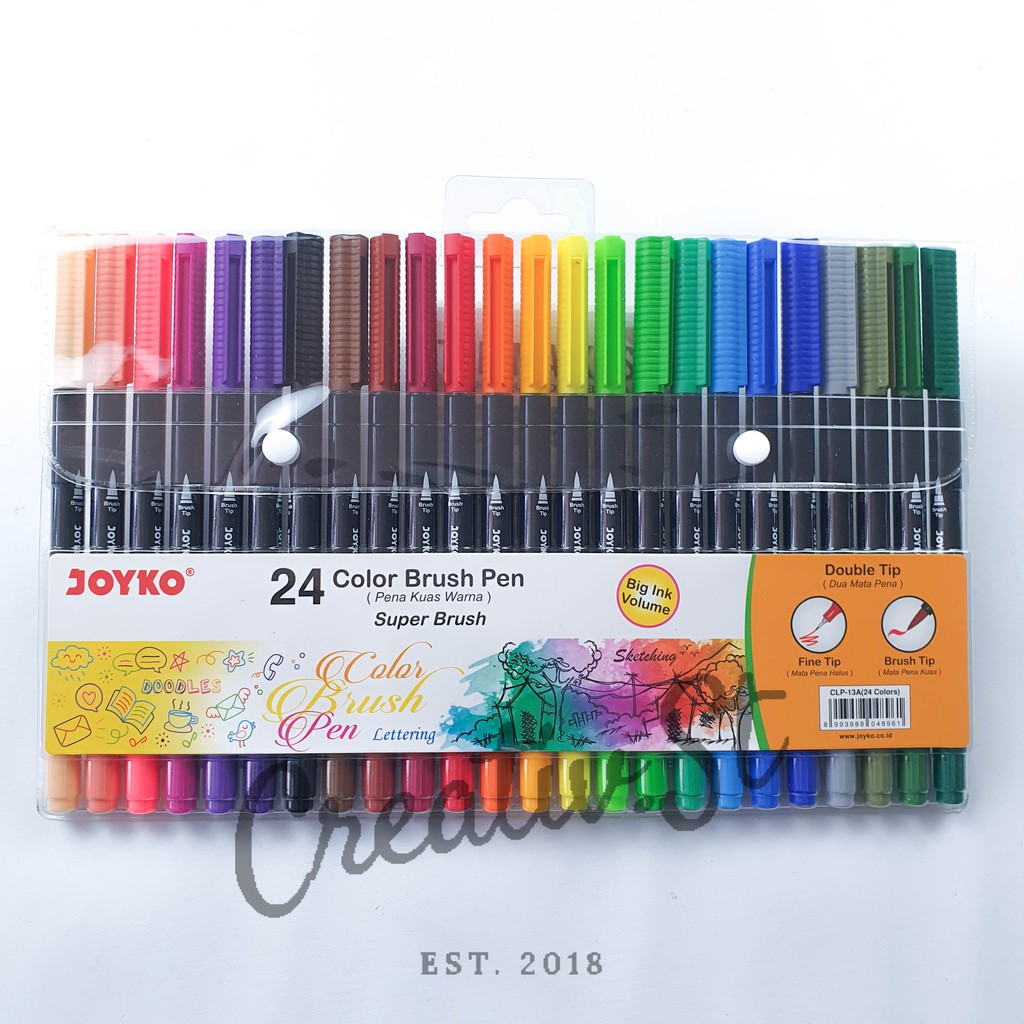 

Arm JOYKO Brush Pen 24 Warna Brush + Fine Tip Clp-13A Set Spidol Kaigrafi