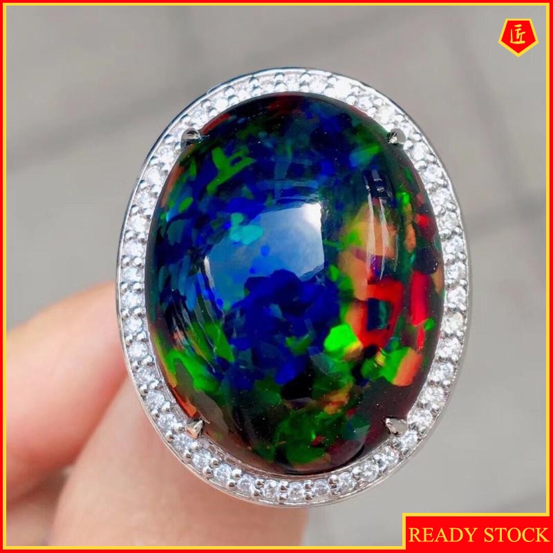 [Ready Stock]Luxury Large Colorful Opal Ring Fashion Luxury