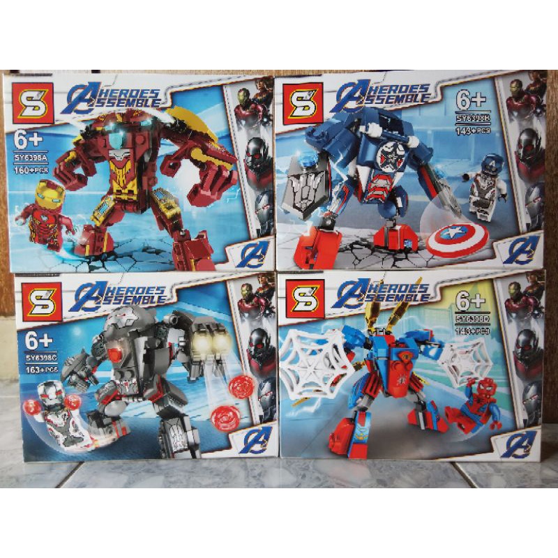 Brick SY Superhero Avenger Avengers Robot Captain America hulk/ Iron war machine/Robin/Iron Man hulk