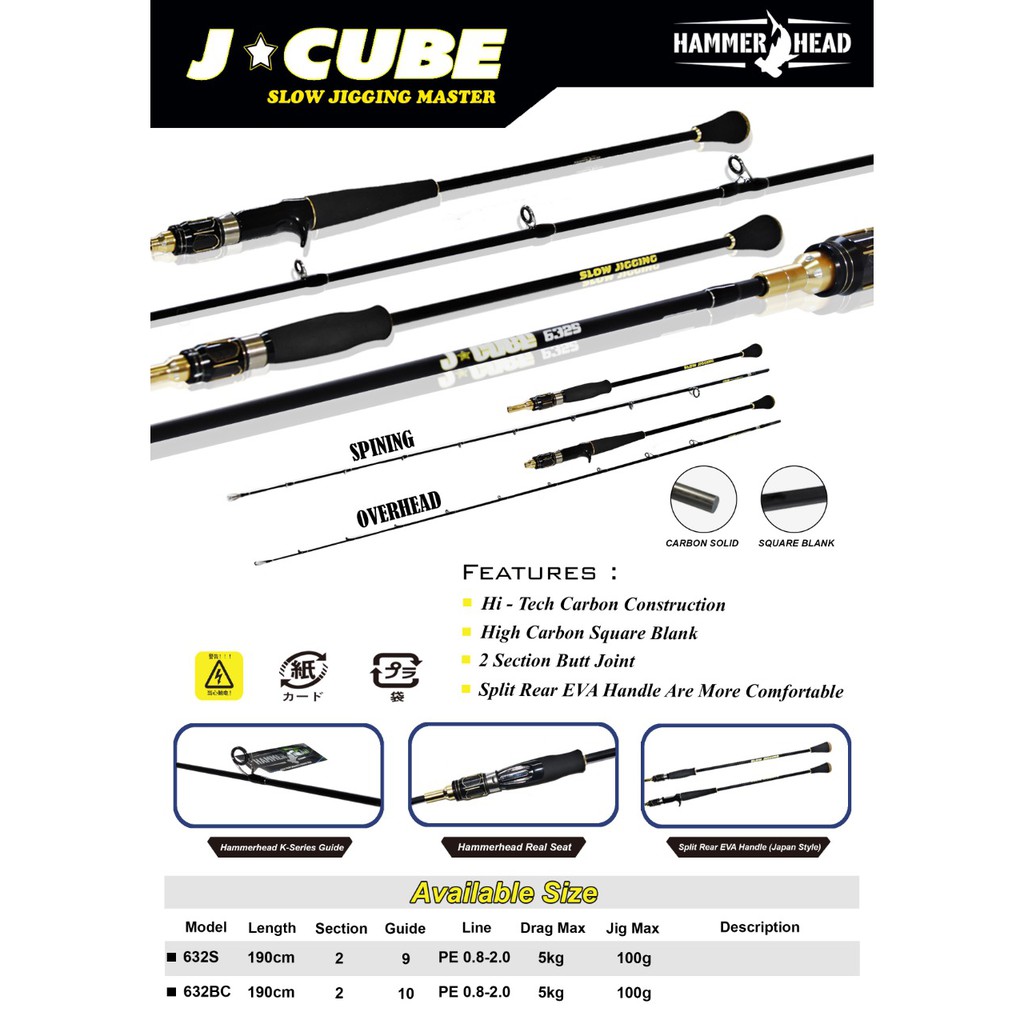 Rod Hammerhead J Cube Spinning Baitcasting Shopee Indonesia