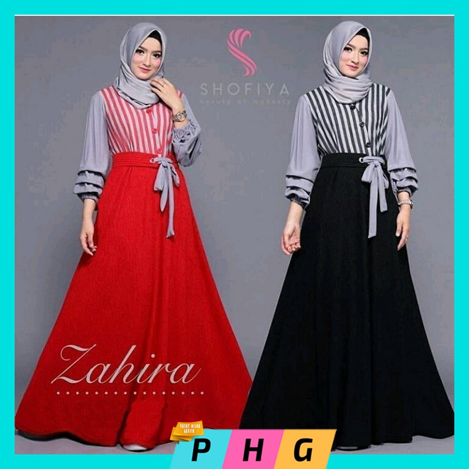 Baju Hijab Muslim Wanita Zahira Dress Baju Muslim Gamis Motif Syari