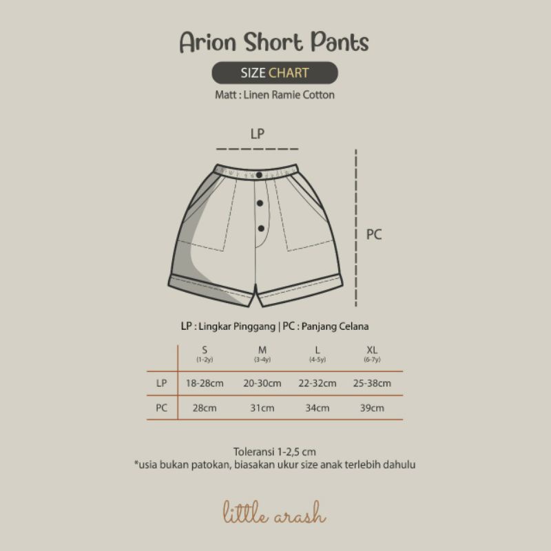 Domikado | Arion Short Pants | Celana pendek anak bahan linen