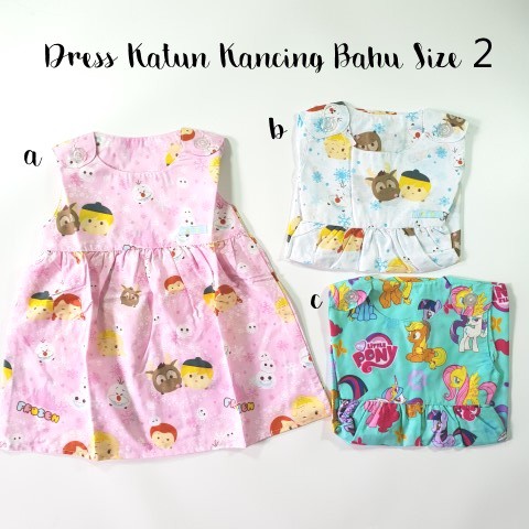 Dress Anak Katun Kancing Bahu Size 2