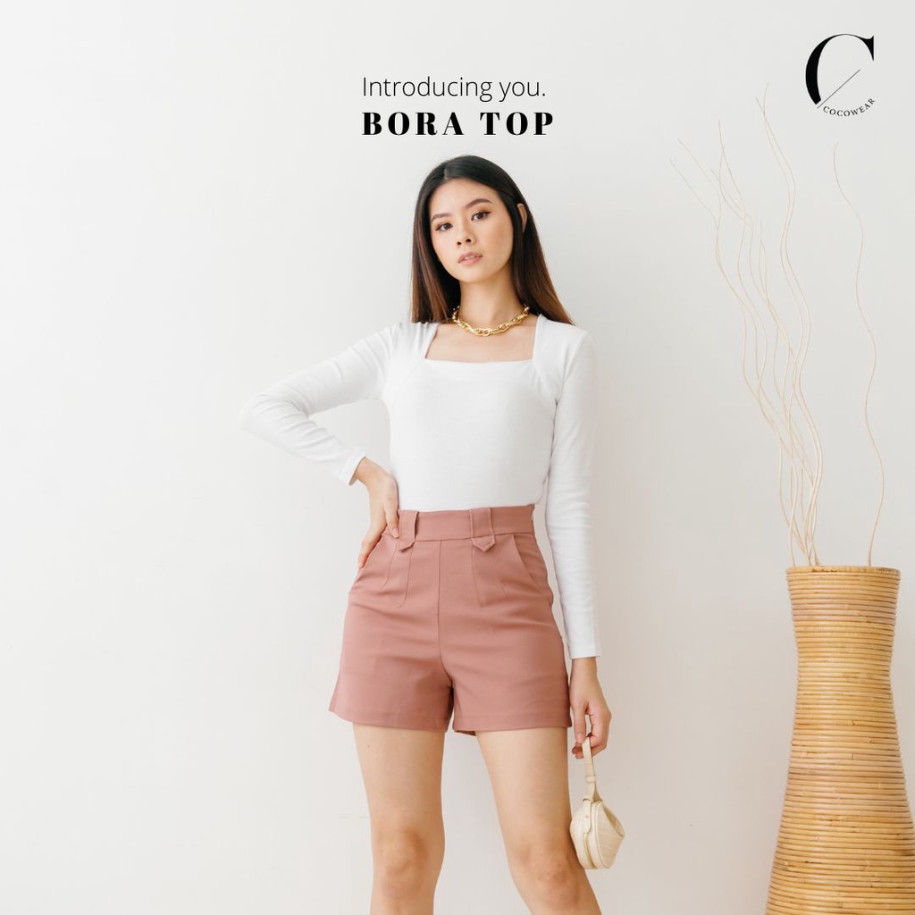 BORA TOP - KAOS SQUARE NECK LENGAN PANJANG WANITA PREMIUM