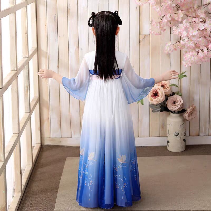 Hanfu children's Chinese style super FAIRY DRESS antique girl flying crane Xiangyun Princess Ru skir