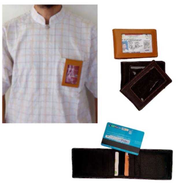 

Tempat Id card holder kulit asli bermagnit double side plus 6 slot kartu