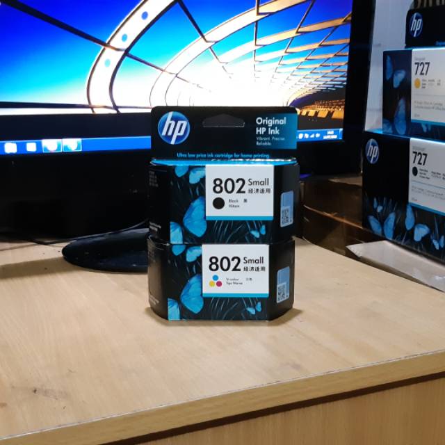 Tinta paketan hp 802 color & 802 black original