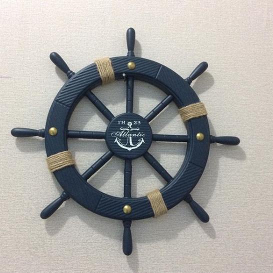 PAJANGAN KEMUDI KAPAL UKURAN MEDIUM/NAUTICAL/HIASAN DINDING/OCEAN