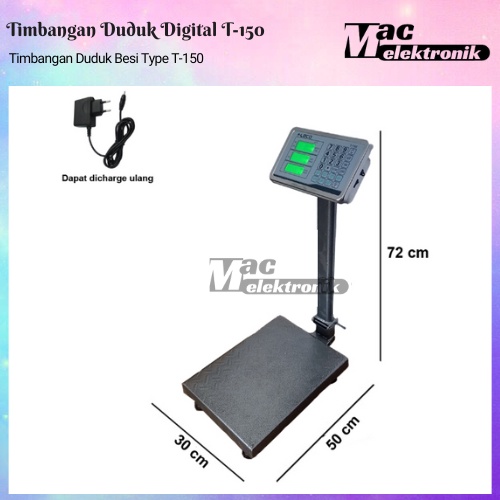 Timbangan Besi duduk digital kapasitas 150kg / bisa di charge ulang Timbangan Duduk Digital 150kg / Elektronik Pagar Lipat Display Sembako Laundry Buah Barang Ekspedisi Beras Electronic platform