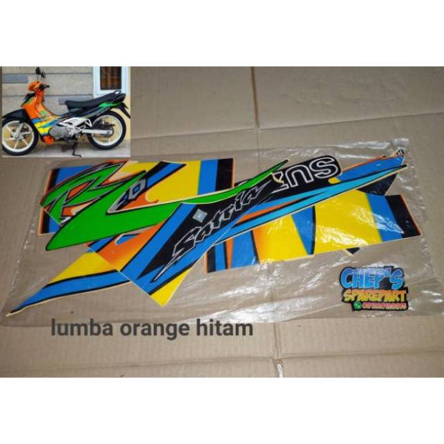 Striping satria 120 ru lumba orange hitam