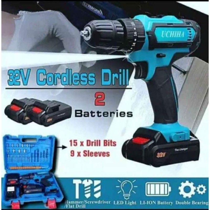 Promo Mesin Bor Baterai Cordless Terlaris Berkualitas 32v Uchiha Japan Impek derill full set koper T