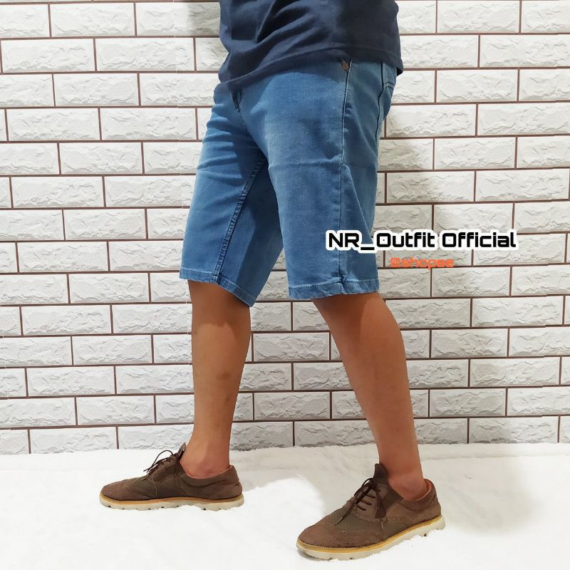 Jeans Stretch Pendek Distro Pria Celana Slim Fit Cowok Ice Blue Size 27-38 NR_Outfit Official COD