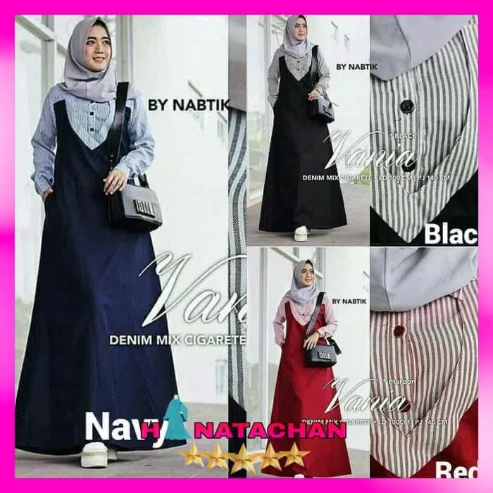 Promo Baju Gamis Wanita Terbaru / Vania Dress Remaja Busui / Kancing Depan - Hitam terbaik