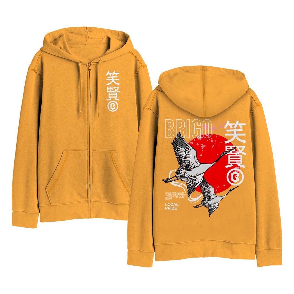 BRIGO Zipper Jumper Hoodie JAPAN BIRD II Sweater Hoodie Resleting BRIGO JAPAN BIRD Sablon DTF Fleece Cotton II SIZE M-XXL (Pria &amp; Wanita) Free stiker&amp;Gantungan Kunci