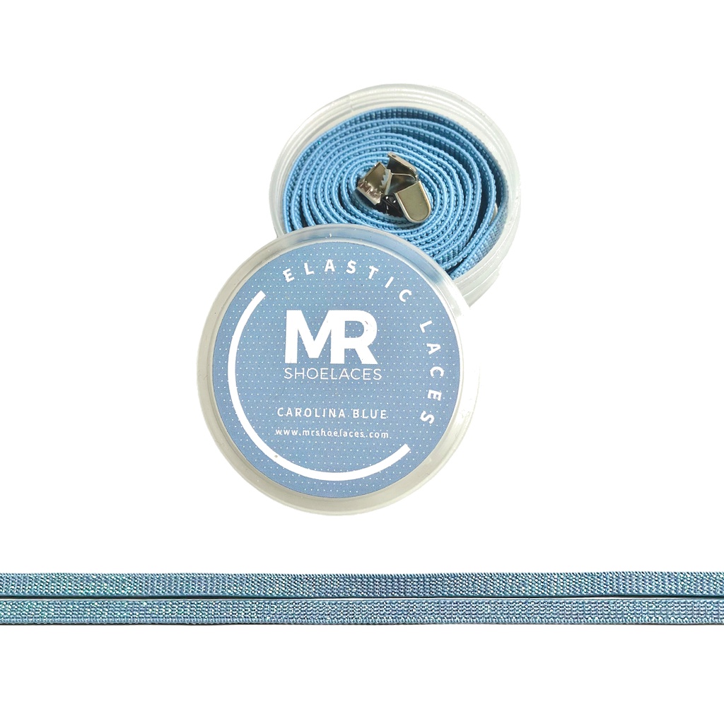 Original MR Shoelaces BL01 Elastic Carolina Blue Tali Sepatu Flat Elastis (Karet Lentur) with Metal Clip / Lock 80cm 100cm 120cm 150cm - Premium Shoelace
