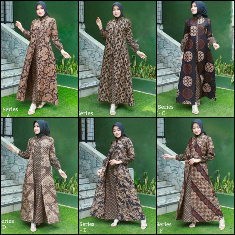 Gamis Batik Wanita Baju Muslim Baju Kondangan Batik Sogan Coklat Busui