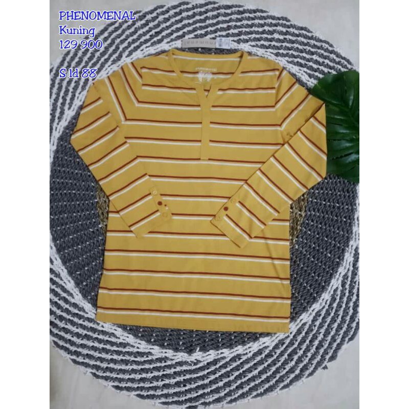 FILLYS : TSHIRT PHENOMENAL LENGAN PANJANG STRIPE KANCING - KAOS LENGAN PANJANG WANITA BRAND MATAHARI