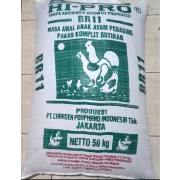 BR11 PUR AYAM BROILER PEDAGING 50KG BR 11 HI-PRO HI PRO CHAROEN POKPHAND STARTER BEBEK ANGSA SOANG A