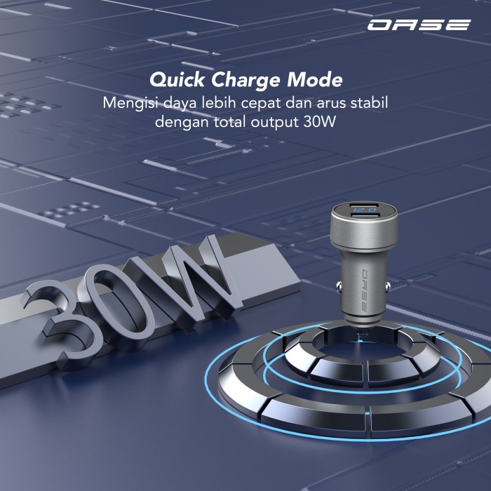 Olike Car Charger Dual USB Port LED Display Quick Charge OASE C3