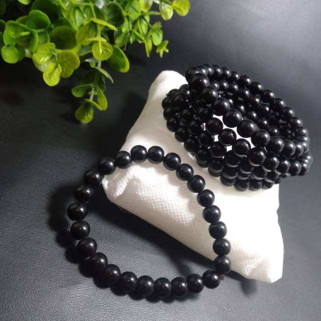Gelang Kesehatan Batu Black Jade Asli Aceh 8 mm