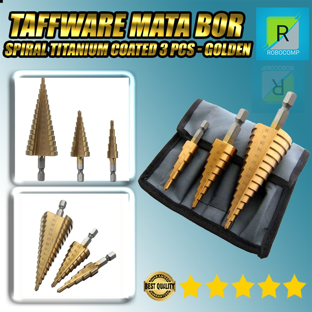 Mata Bor Spiral Titanium Coated 3 PCS--Taffware