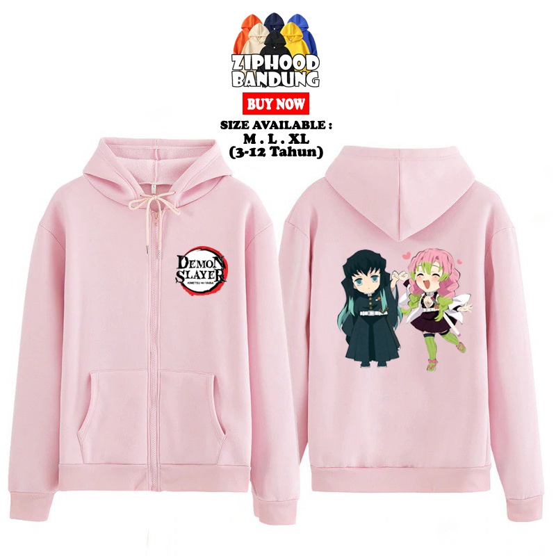 ZIPHOOD BANDUNG - Jaket Zipper Hoodie Anak Perempuan Chibi Muichiro Tokito X Mitsuri Kanroji Anime D