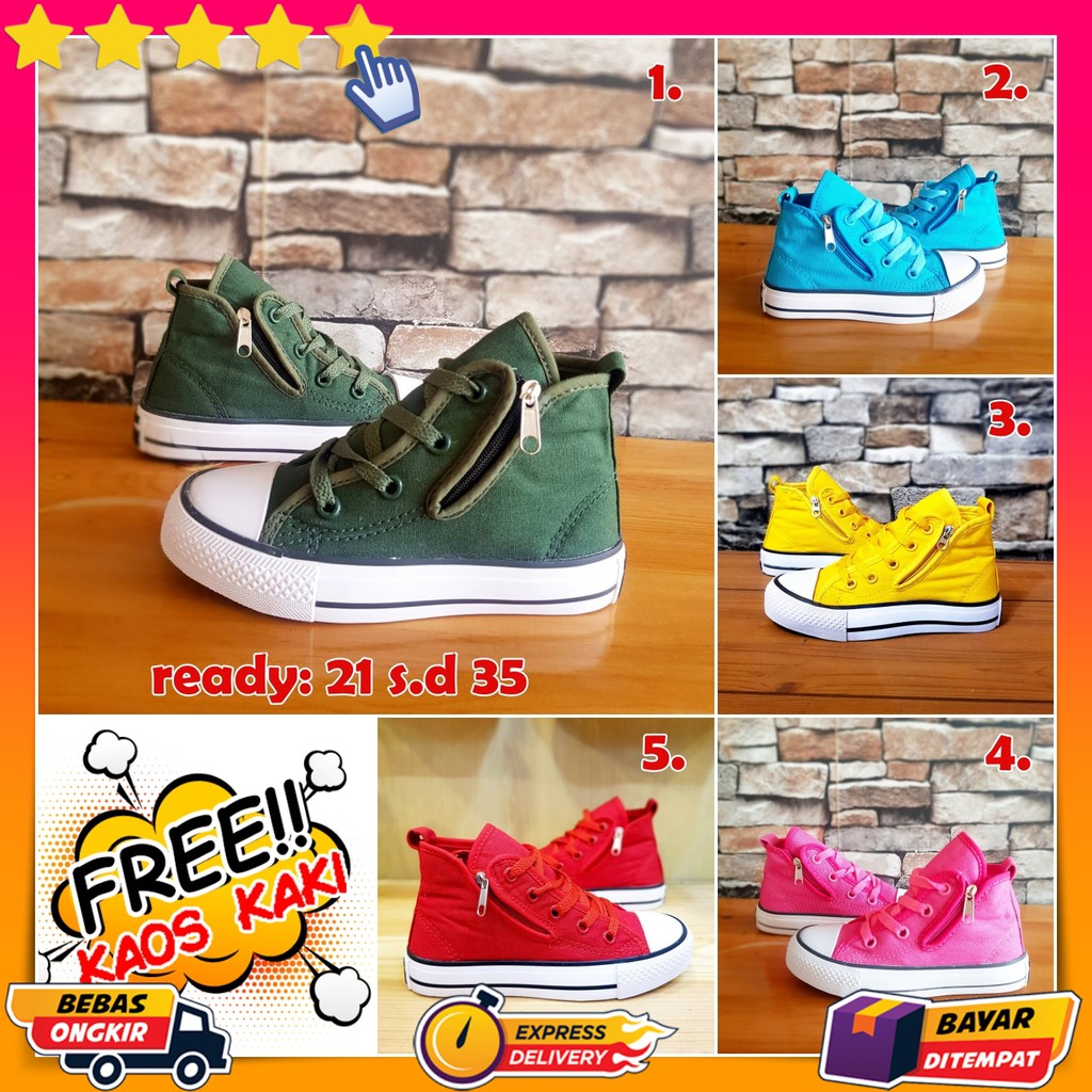 [PROMO GRATIS ONGKIR FREE KAOS KAKI] Sepatu Anak Converse Zipper High Import Sneakers Laki Sneaker P