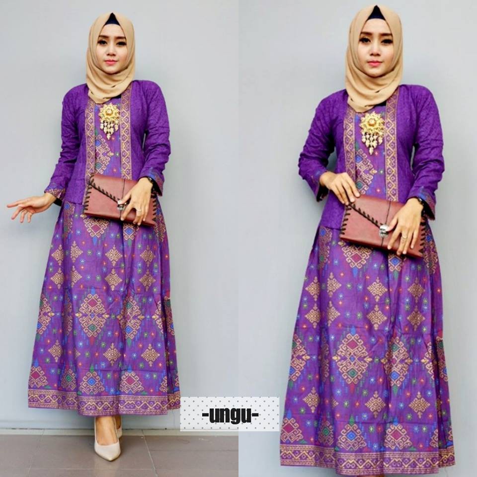 GB 261 setelan batik wanita rok dan blus UNGU