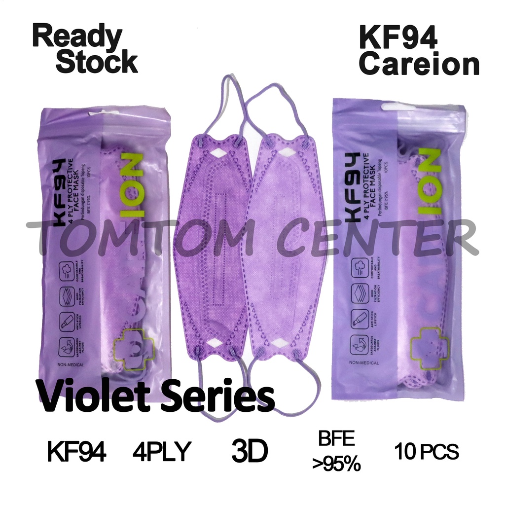 (Careion) Masker Kf94 Careion Original 4 Ply Warna Warni Hitam Putih Isi 10 Pcs